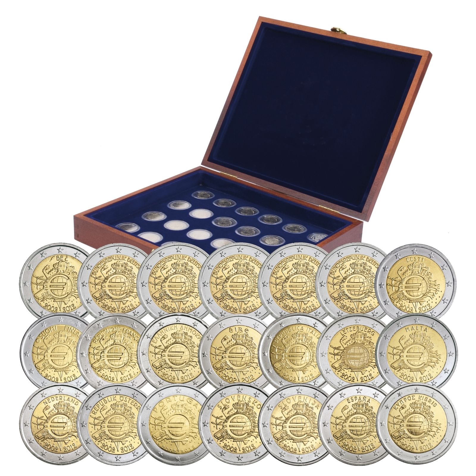 2002-2012年欧元流通十周年 2欧纪念硬币礼盒