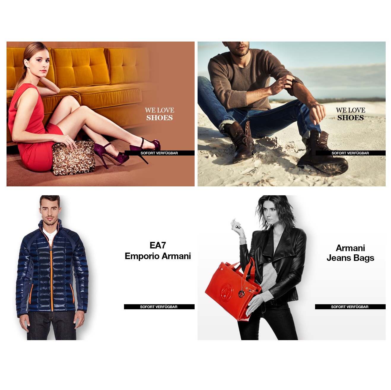 Armani Jeans Bags/EA7 Emporio Armani/Damenschuhe unter 20 Euro/Jack & Jones & Tom Tailor/We Love shoes