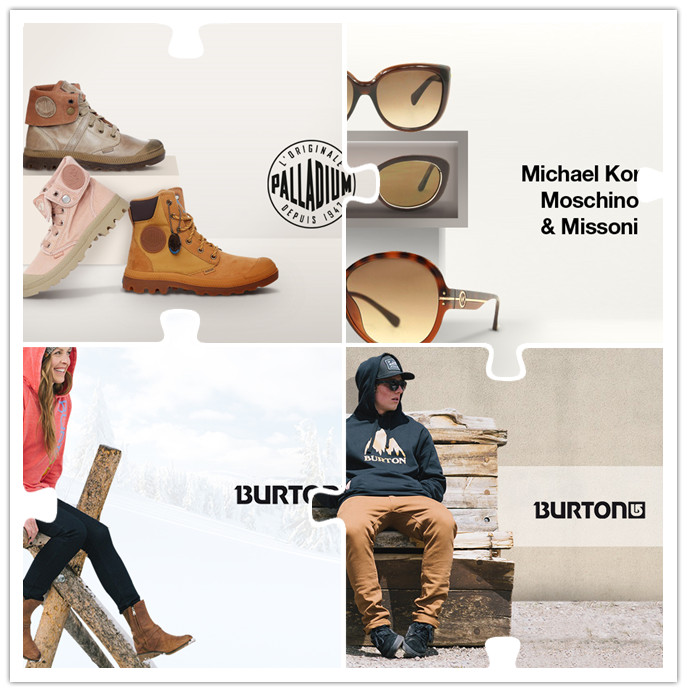 Michael Kors, Moschino & Missoni品牌墨镜/Burton男女服饰/Palladium男女潮鞋