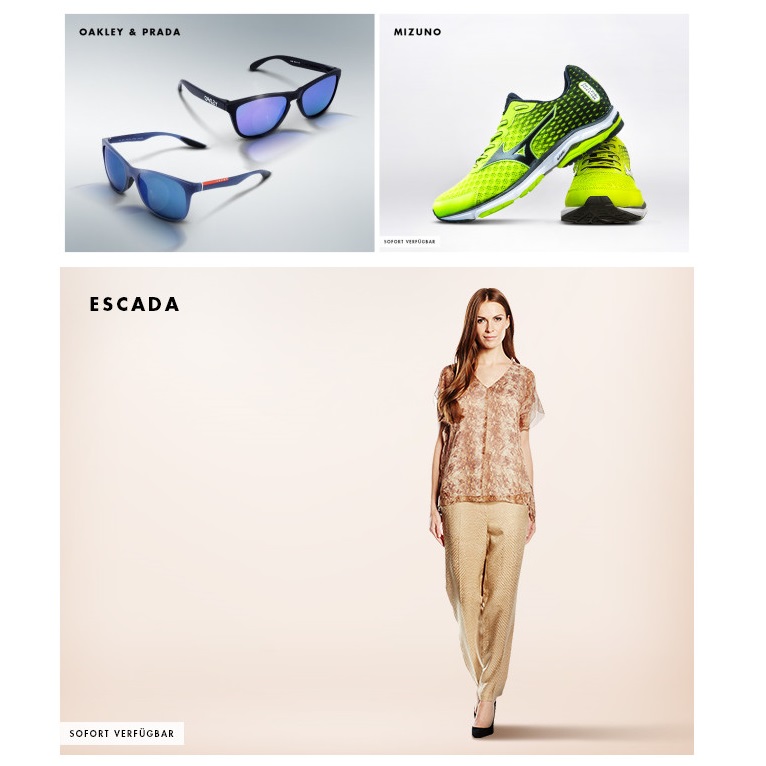 德国顶级时装Escada女装/Mizuno男女运动鞋/Prada&Oakley太阳镜