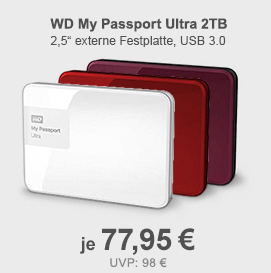 WD My Passport Ultra 西部数据移动硬盘 2TB容量三色可选