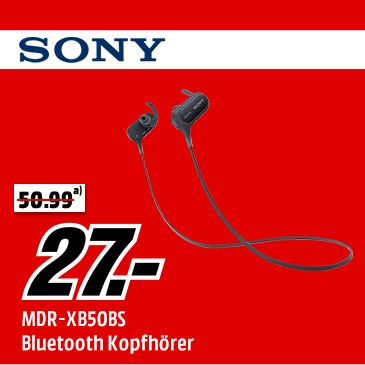 SONY MDR-XB50BS 索尼入耳式蓝牙耳机 黑色款