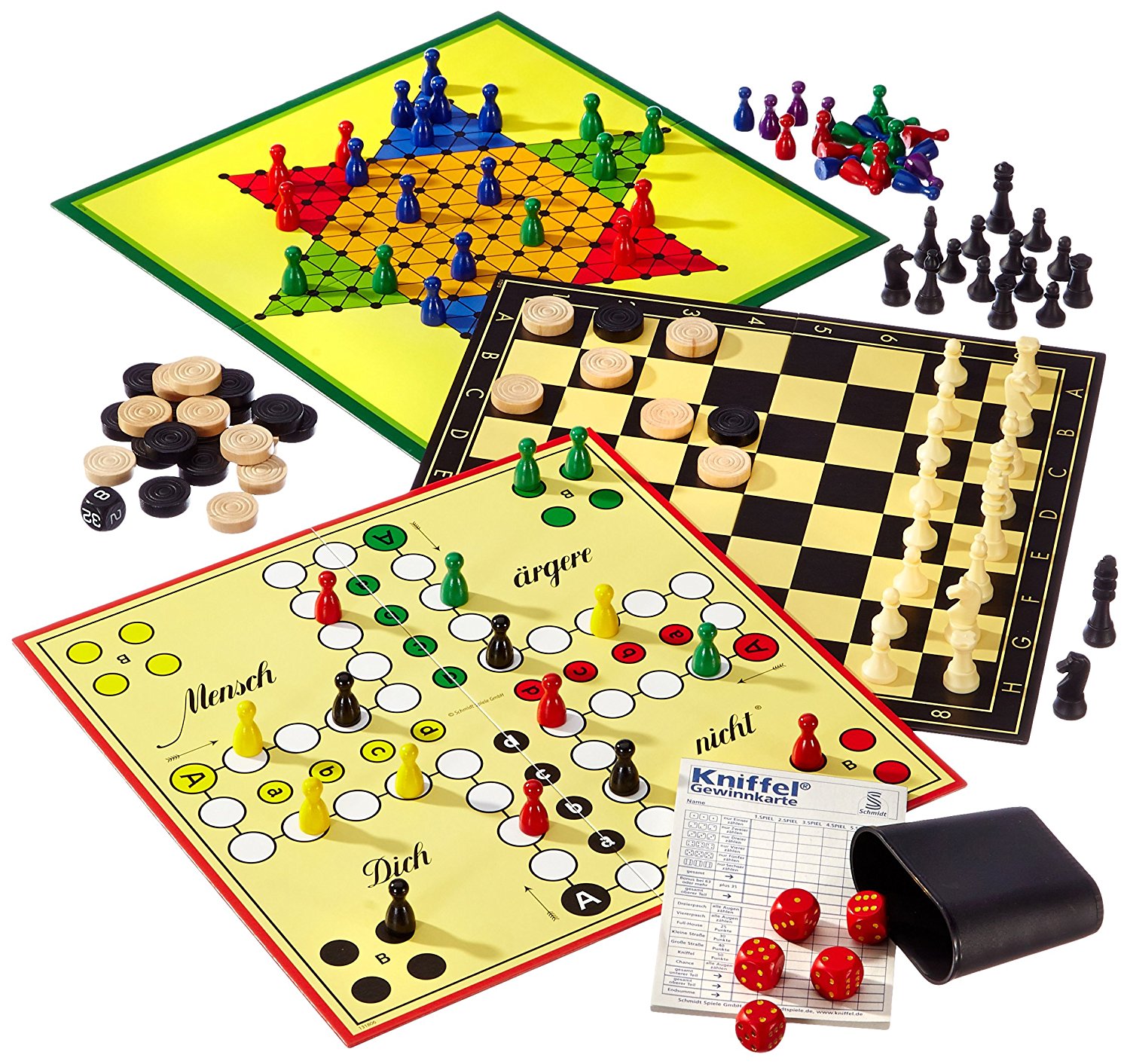 德国Schmidt施密特8种棋牌传统玩具汇集组合 300种玩法