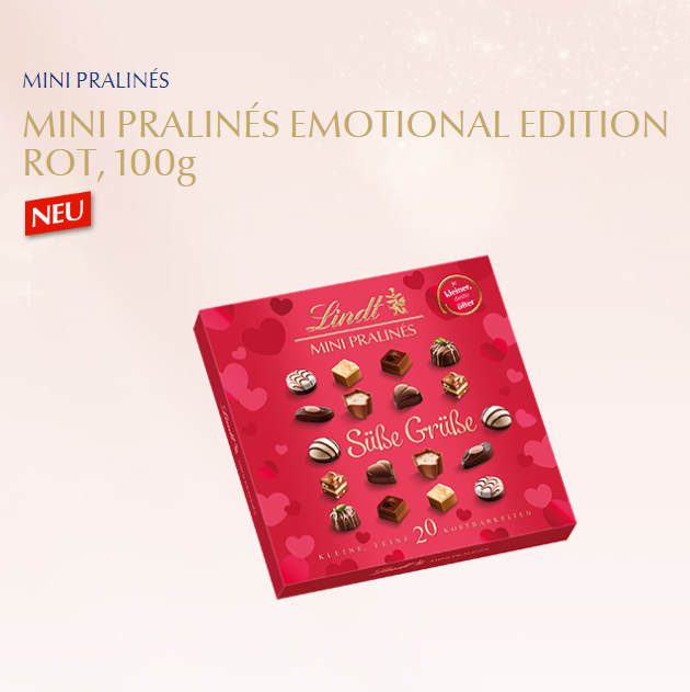 Lindt Mini Pralinés Emotional Rot 瑞士莲迷你巧克力糖果礼盒(4 x 100 g)