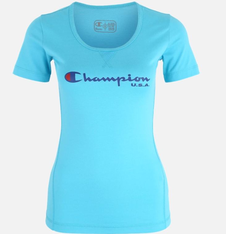 Champion美国最夯的平价休闲潮牌 天蓝色透气女式T恤