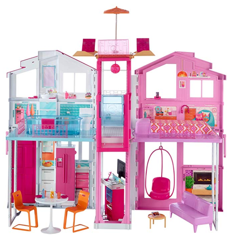 给自己的芭比娃娃买一座豪宅吧！Barbie 芭比 DLY32  三层联排别墅玩具套装