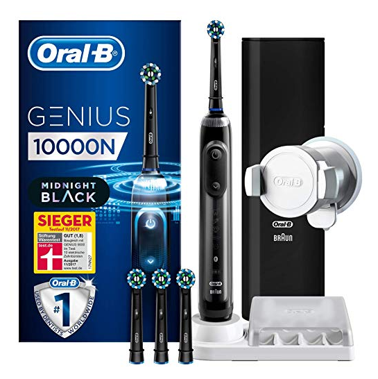 全球牙医推荐的品牌 带给你旗舰级别的刷牙体验  Oral-B/欧乐B Genius 10000N电动牙刷 带牙龈护理助手和高级旅行充电装置，黑色