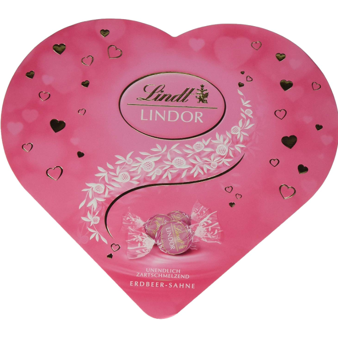 情人节巧克力，只给特别的你！Lindt瑞士莲草莓心形礼盒 净重325g
