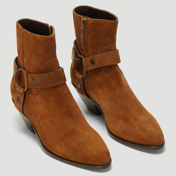 秋冬暖靴备好了嘛，Saint Laurent棕色麂皮短靴