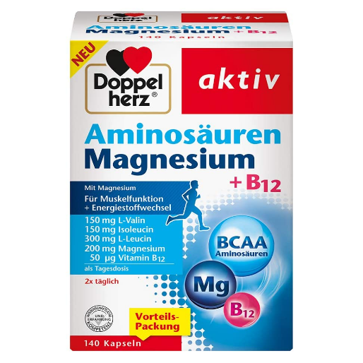 双心新品！Doppelherz Aminosäuren氨基酸+Magnesium镁+B12 140粒