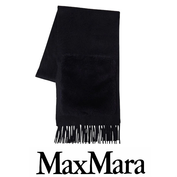 这才是真正的重工细作 Max Mara驼毛围巾 黑色款