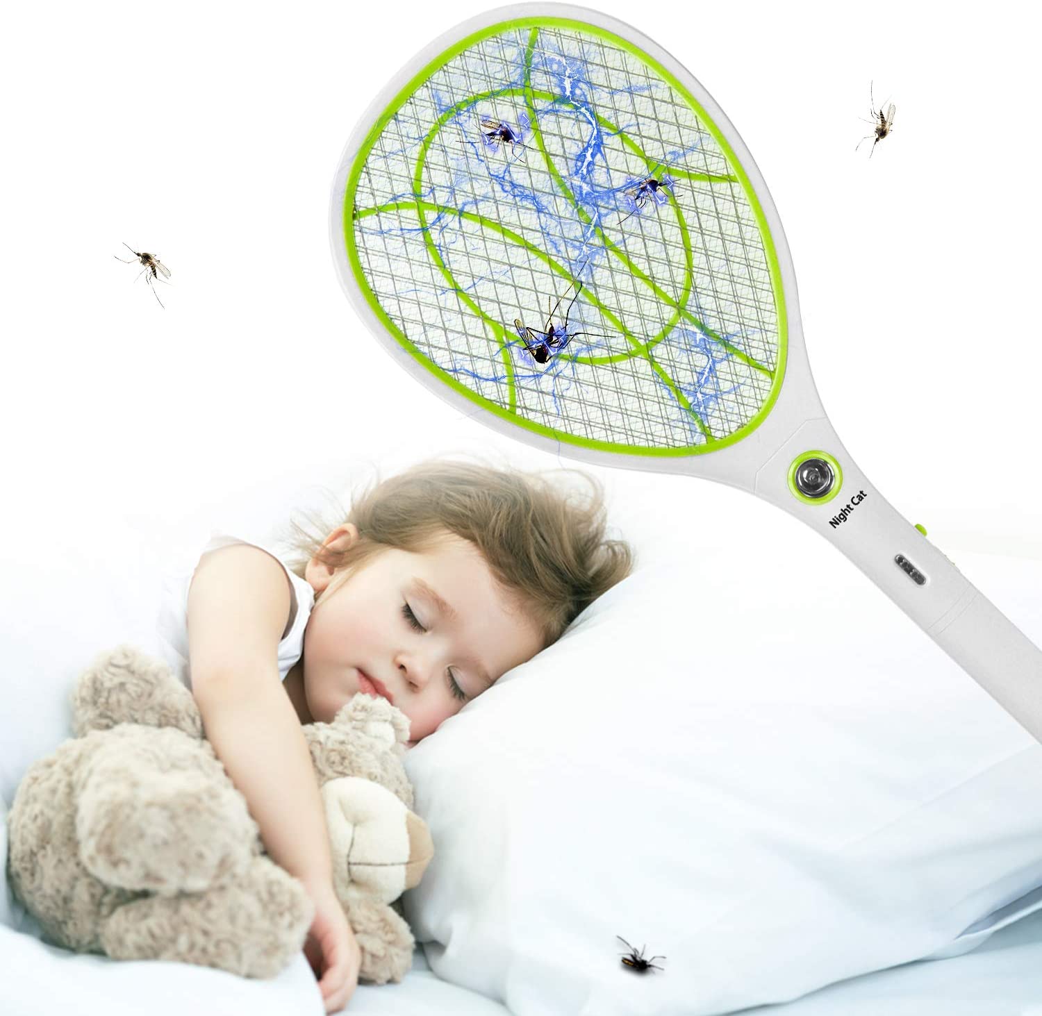 灭蚊神手LED照明电蚊拍,再也不怕蚊子嗡嗡叫了!