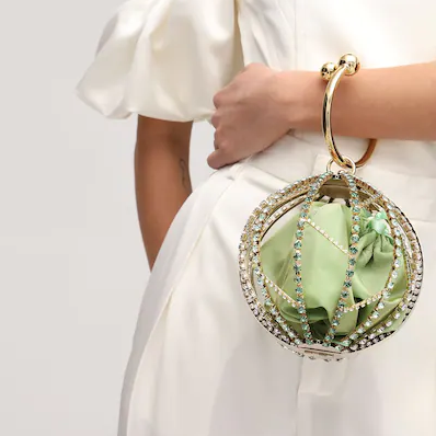 炎炎夏日来一只透爽澄绿的蜜瓜珠宝包吧~ROSANTICA ALICE 圆形水晶手提包