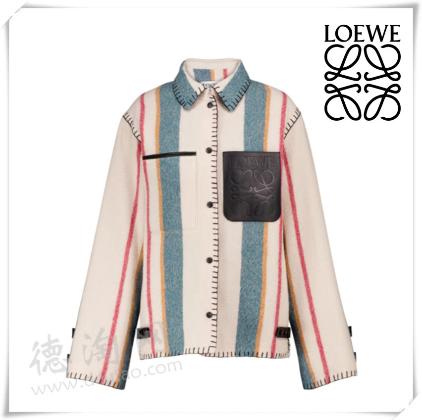 Loewe条纹羊毛法兰绒衬衫式夹克
