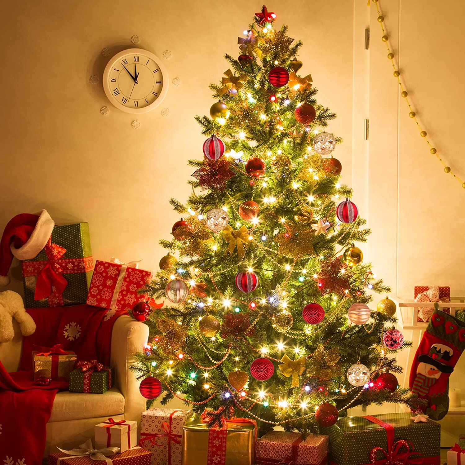 点缀你的圣诞树，节日气氛就来了！圣诞树装饰小球24件套