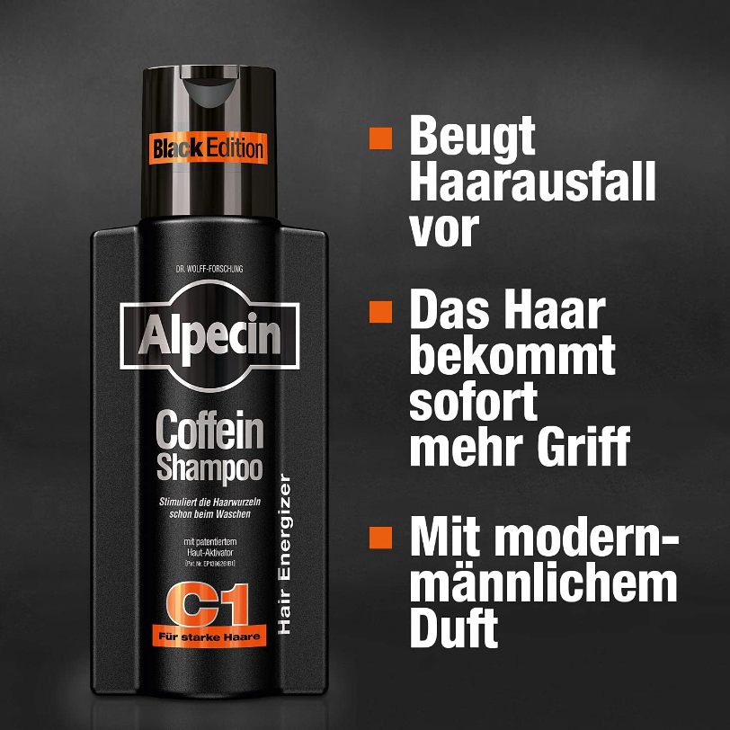 德国人都在用的防脱发洗发水 ALPECIN 阿佩辛 止脱生发洗发水加强黑色版