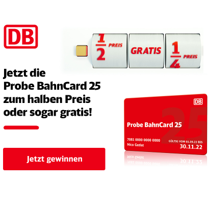 BahnCard 25 免费送啦！