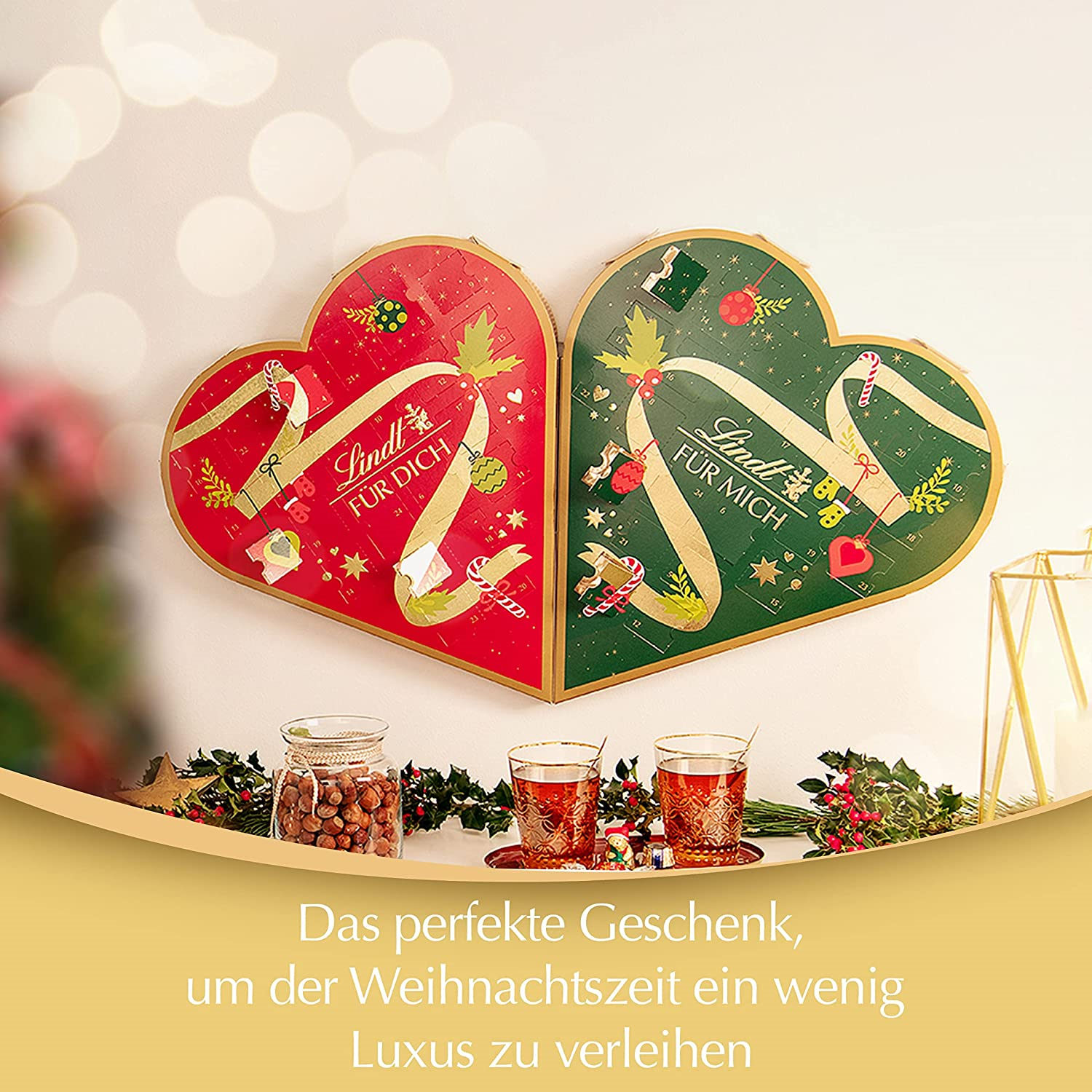 圣诞月的快乐加倍！Lindt瑞士莲巧克力double爱心圣诞日历2x252g