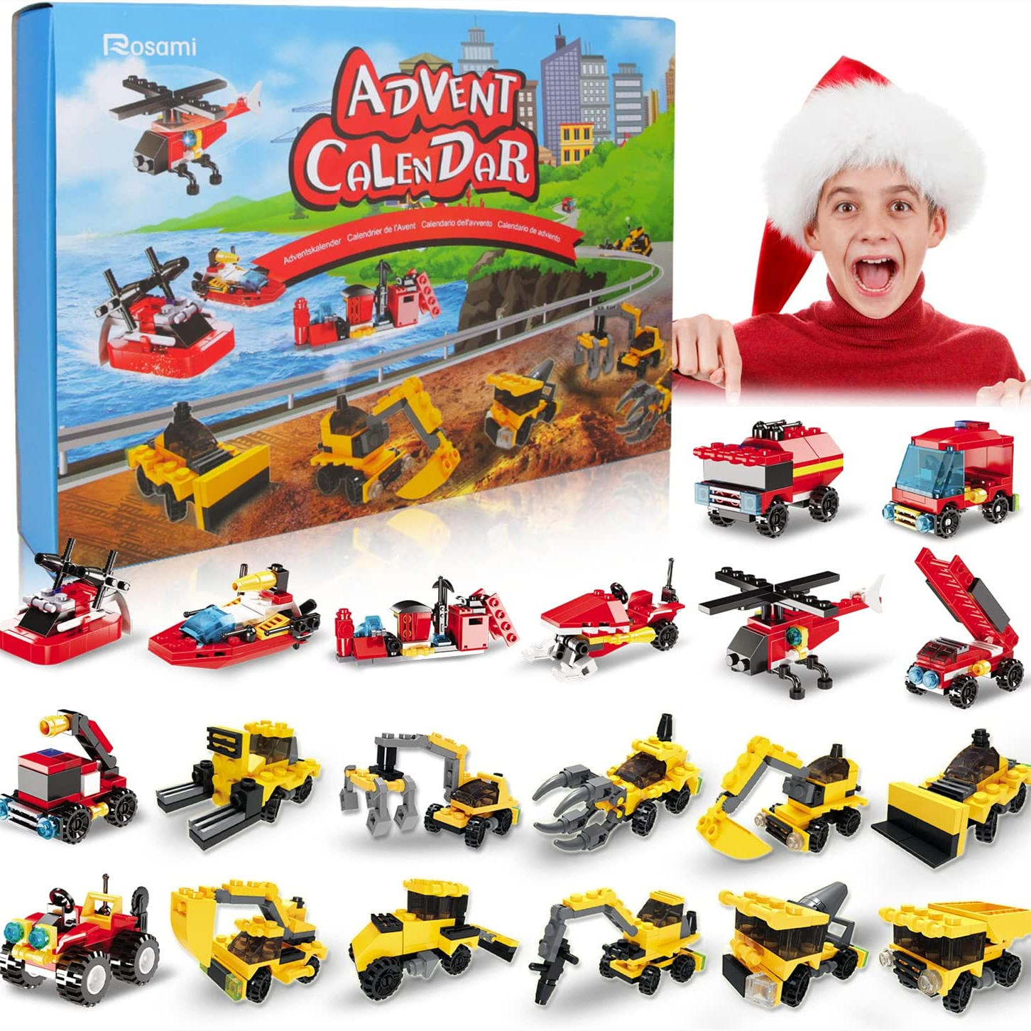 🎅Rosami 2022儿童玩具车积木圣诞日历