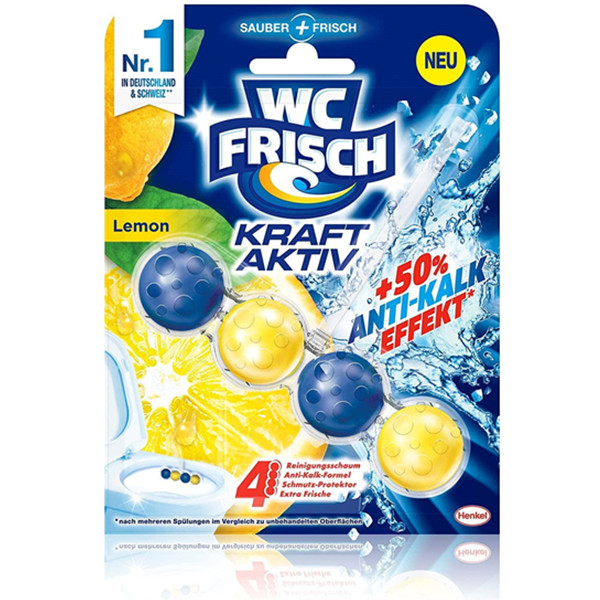 抗污效果再增强！WC FRISCH Kraft Aktiv马桶清洁球柠檬味10只