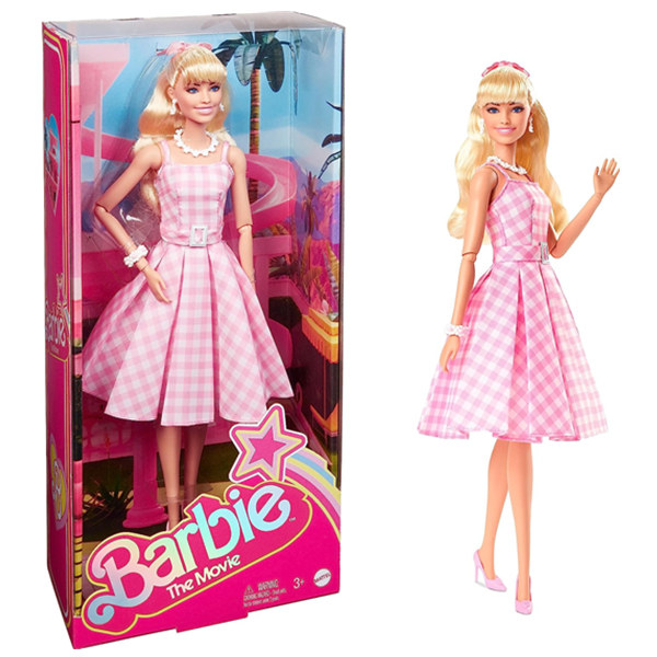 电影版《芭比》同款造型！独具收藏价值！BARBIE 粉格吊带裙芭比娃娃