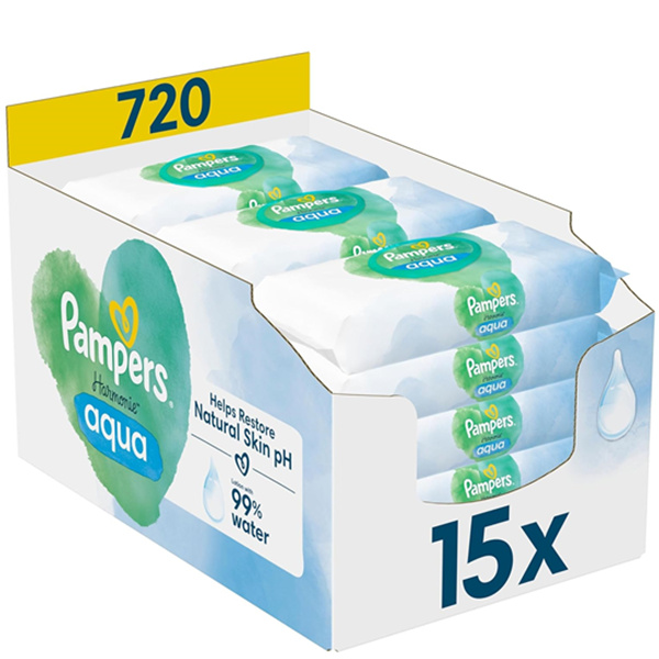Pampers Harmonie Aqua婴儿湿巾720张 Primeday特价仅20欧！每包仅售1.33欧！