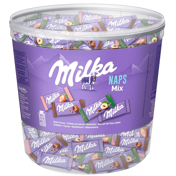 好吃的Milka 巧克力四种口味荟萃桶 1kg 装