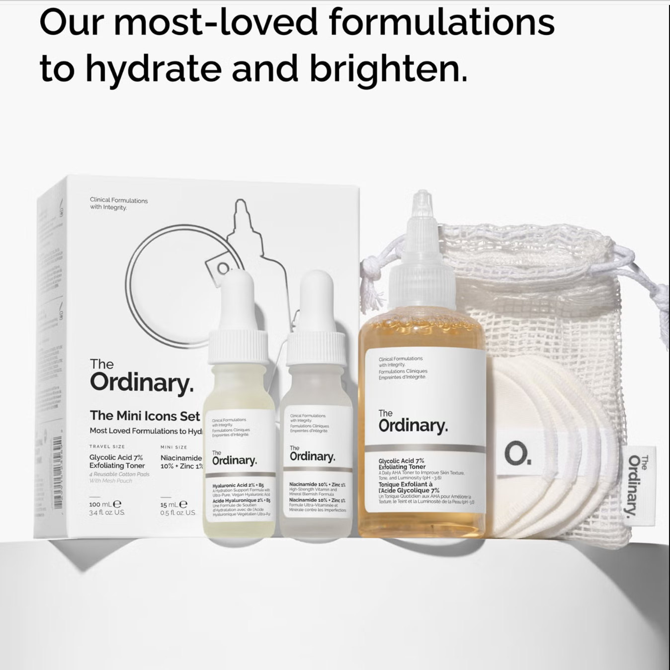 去角质+提亮+补水，脸马上亮亮套餐！The Ordinary Mini Icons Set旅行护肤明星三件套