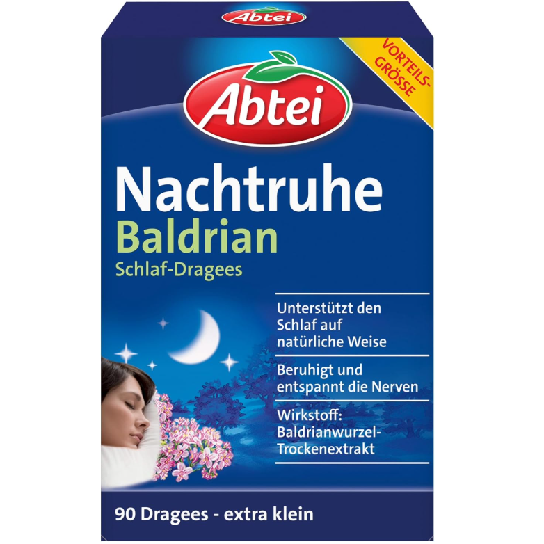 缓解焦虑紧张，从此入睡不再困难！Abtei Nachtruhe天然安神缬草助眠片 90粒装