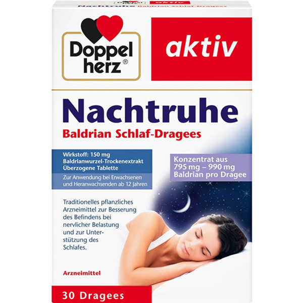 纯天然草本助眠！Doppelherz Nachtruhe Baldrian Schlaf-Dragees N双心助眠片30片