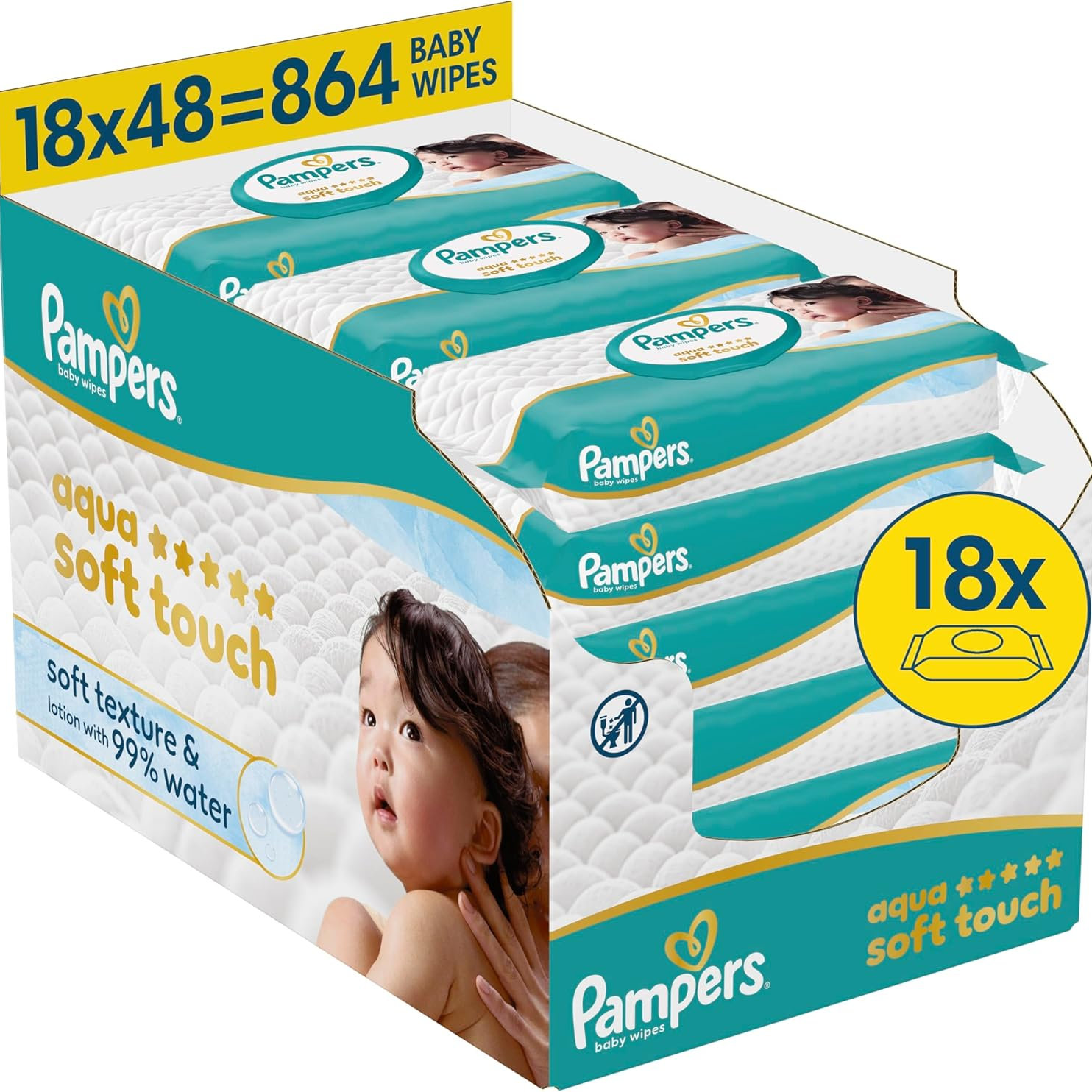 有娃家庭刚需👶Pampers帮宝适Aqua Soft Touch婴儿湿巾864片装