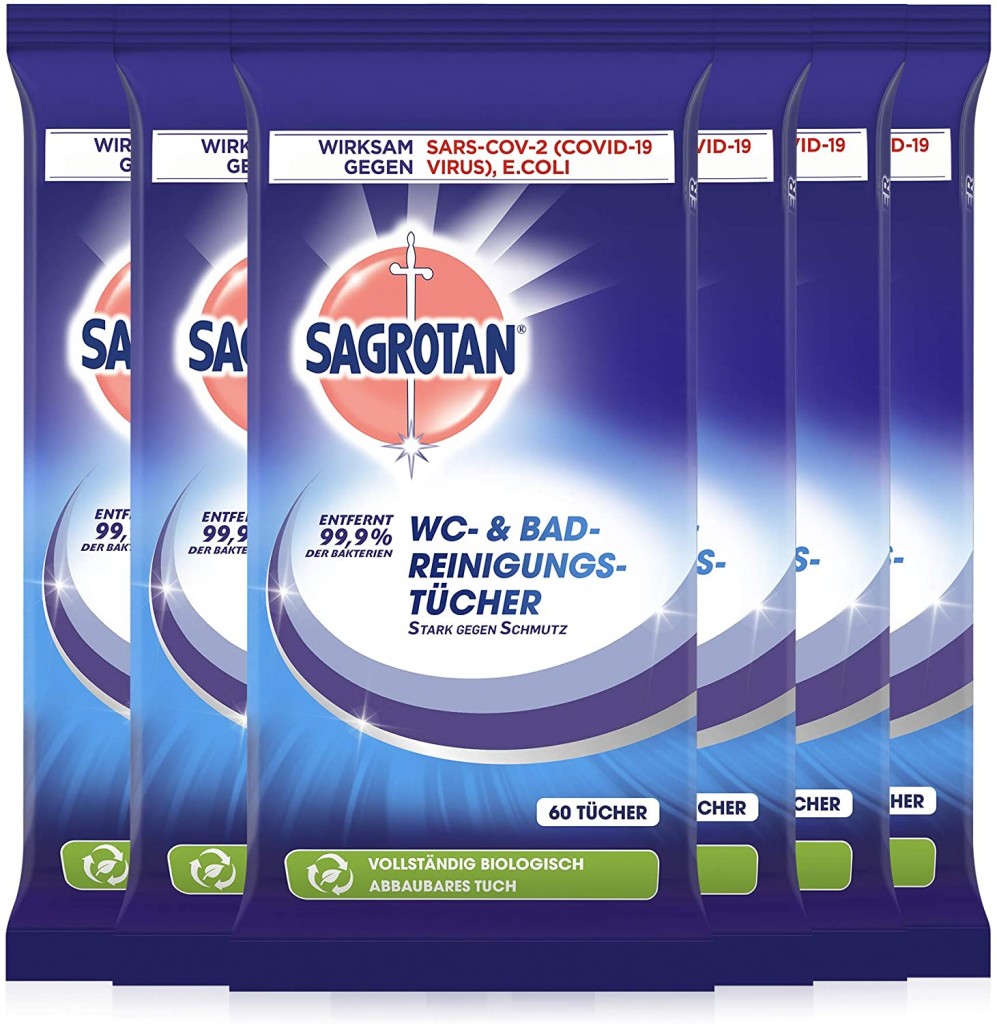 Sagrotan卫生间专用消毒湿巾6包x60张