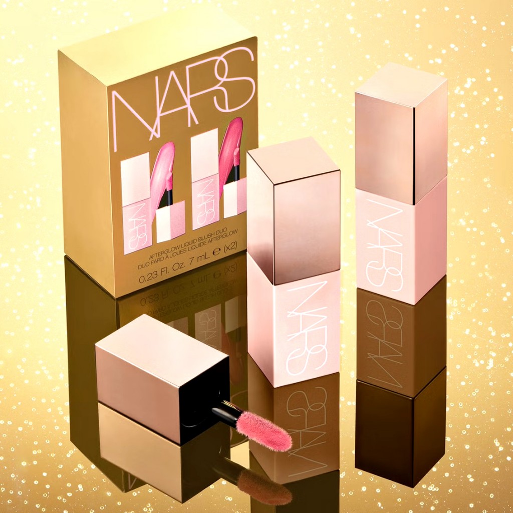 水光通透妆容必备！NARS 圣诞亮金✨粉金液体腮红套装